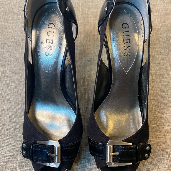 Guess Black Patent Leather Open Toe Heels - Picture 4 of 8